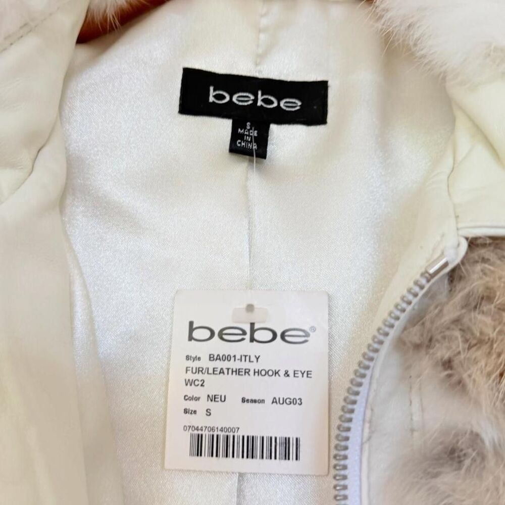 NWT Vintage Y2K Bebe Real Rabbit Fur & Leather Jacket - Size S - Picture 6 of 9